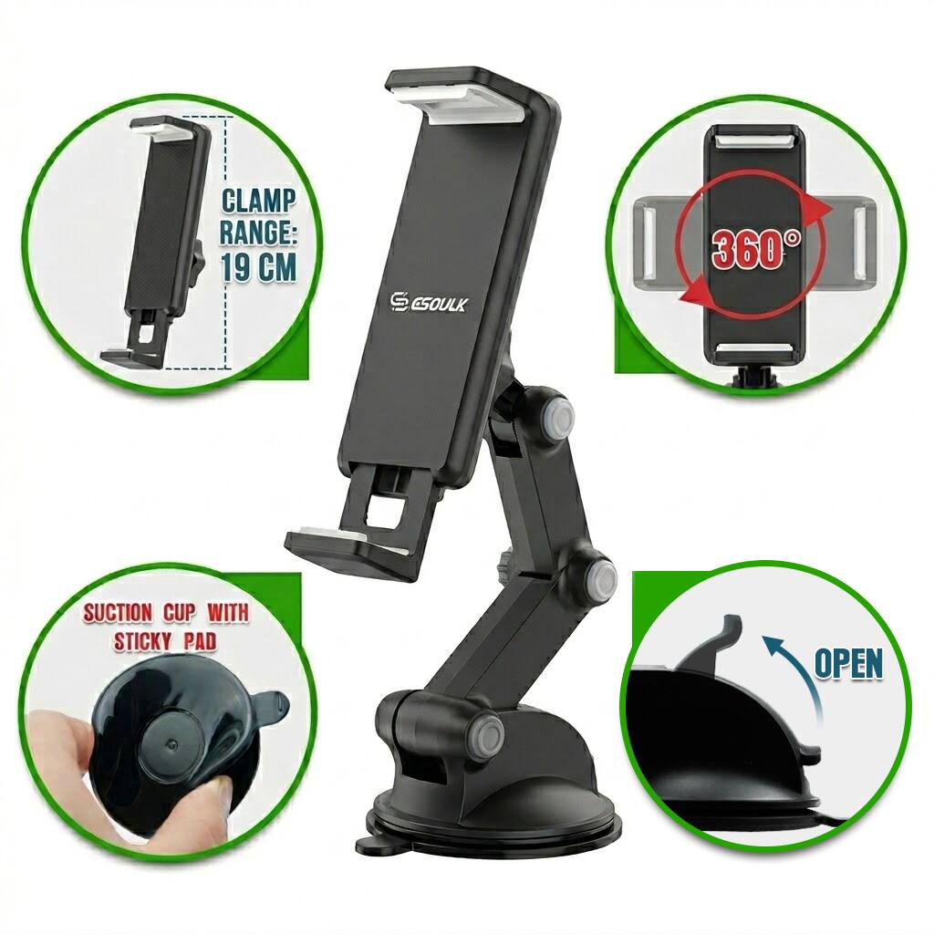 CLAMP RANGE: 19 CM  
360° SUCTION CUP WITH STICKY PAD  
OPEN