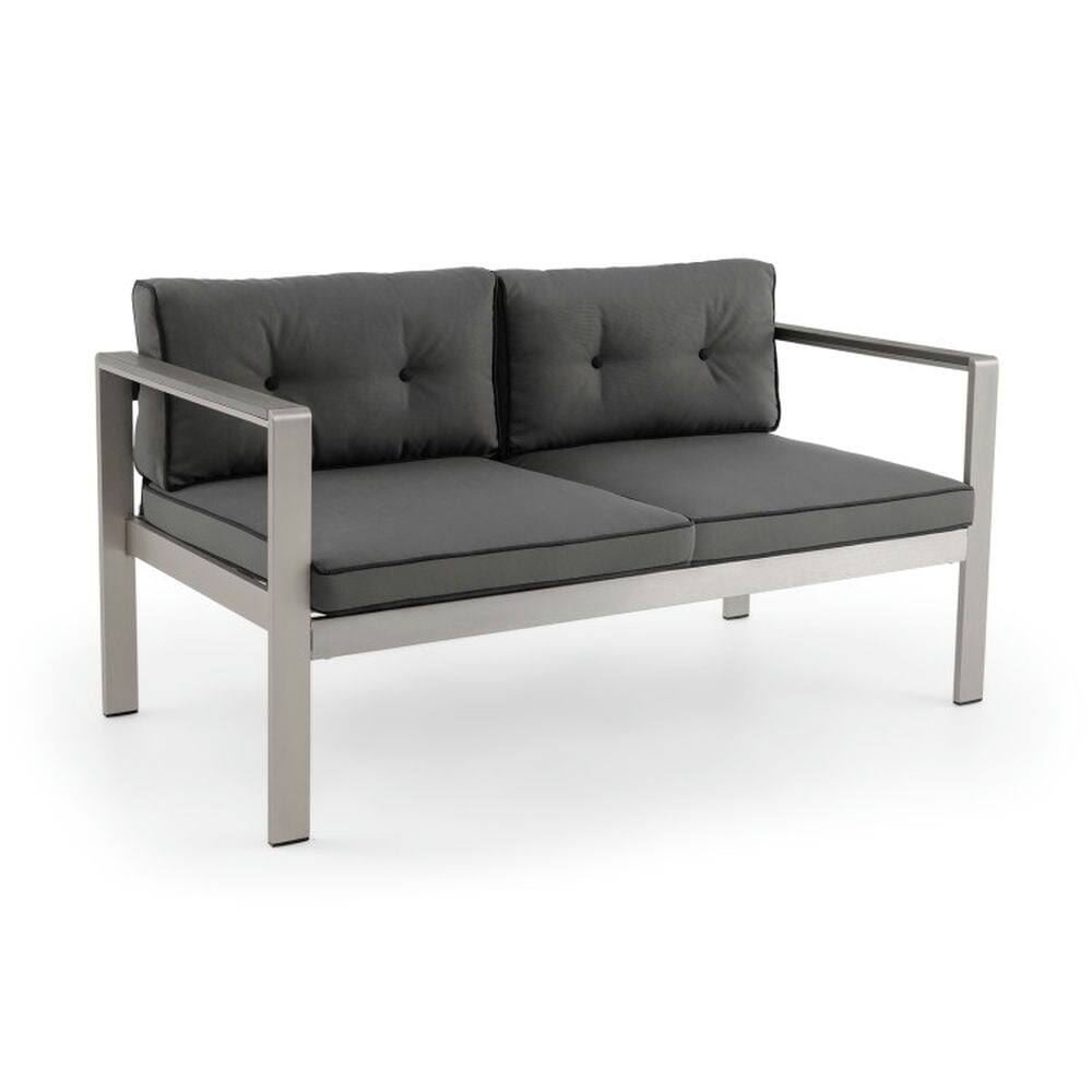 Alt View 1. Pefilos - Contemporry 2-Person Sof Chir, Sof Chir with WPC Armrests, Sof Chir for Outdoor s Blcony, Bckyrd, Porch, Gr - Gray.