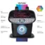 Features include:

* 2 wireless mics
* WiFi audio & streaming
* Built-in music apps
* HOMI singing machine
* Bluetooth
* 10" touch-screen
* USB port for record & playback
* Speakers with powerful sound output
* HDMI video output
* Music synching lights
* Connects to external audio