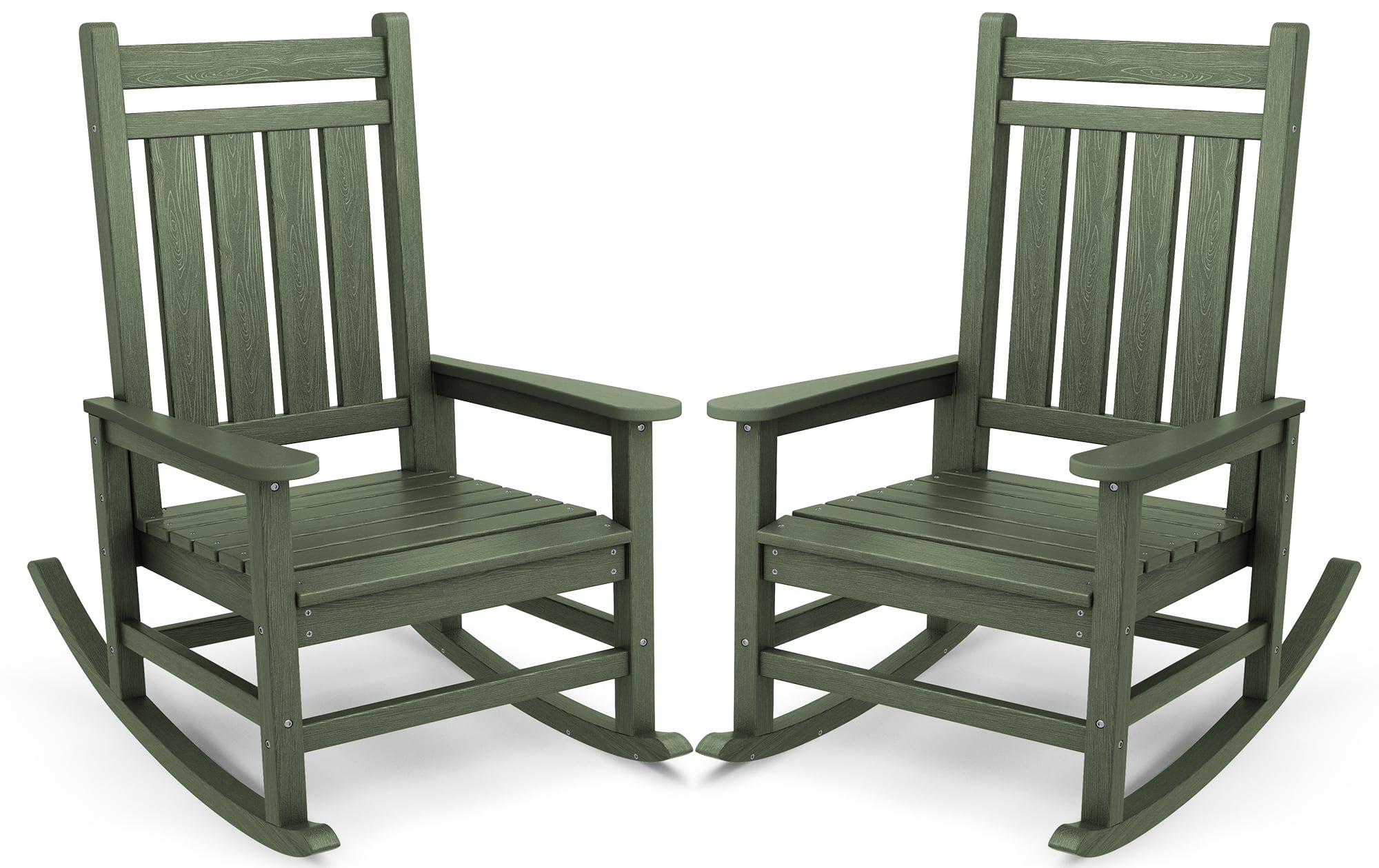 SERWALL - Outdoor Rocking Chair Set of 2, HDPE Rocker - Avocado Green