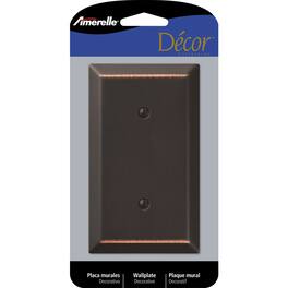 AMERELLE - Century Aged 1 gang Stamped Steel Blank Wall Plate 1 pk - Bronze