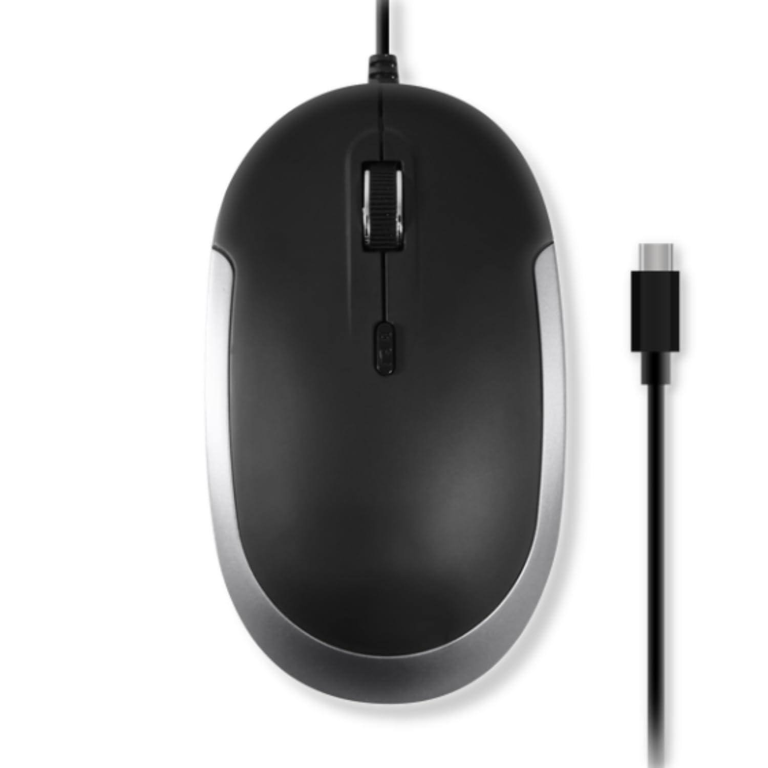 Front. PO3TICJUNKI3 - C Mouse For And Pc - Slim Quiet Reliable Type Macbook Proair Imac Ipad Laptop Computer Desktop With Button - Black with Silver Trim.