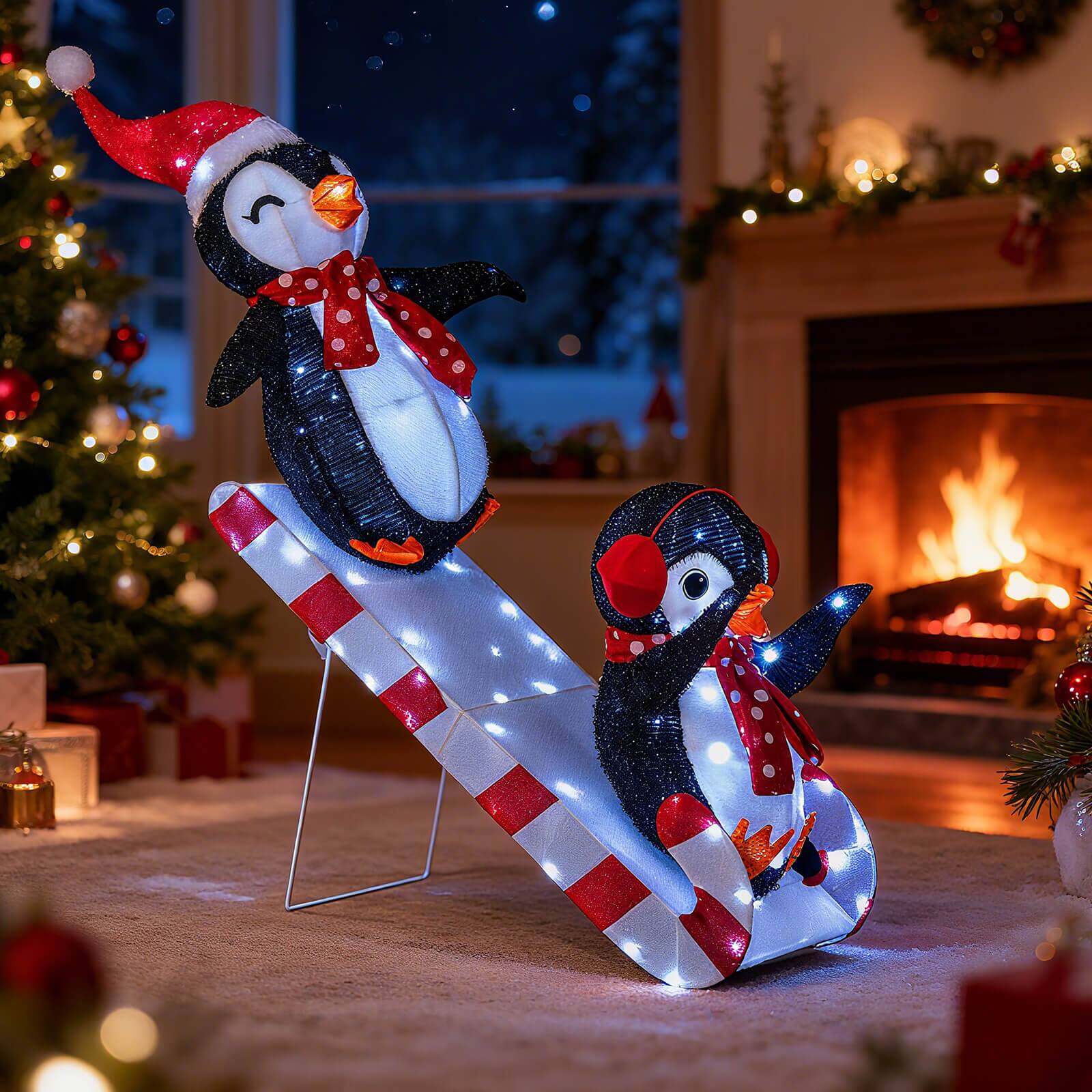 Alt View 3. Costway - Costway Lighted Christmas Decoration Penguin with 170 LED Lights for Home Lawn Yard Garden - Multicolor.