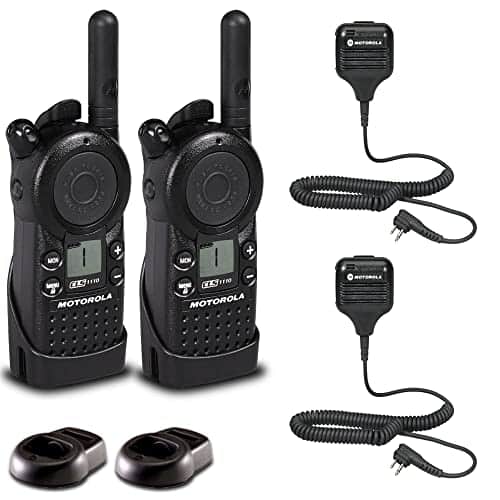 Motorola Solutions - 2 x Motorola CLS1110 UHF 1W 1-Channel 2-Way Radio - 2 Pack With Mic Bundle - Black