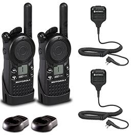 Motorola Solutions - 2 x Motorola CLS1110 UHF 1W 1-Channel 2-Way Radio - 2 Pack With Mic Bundle - Black