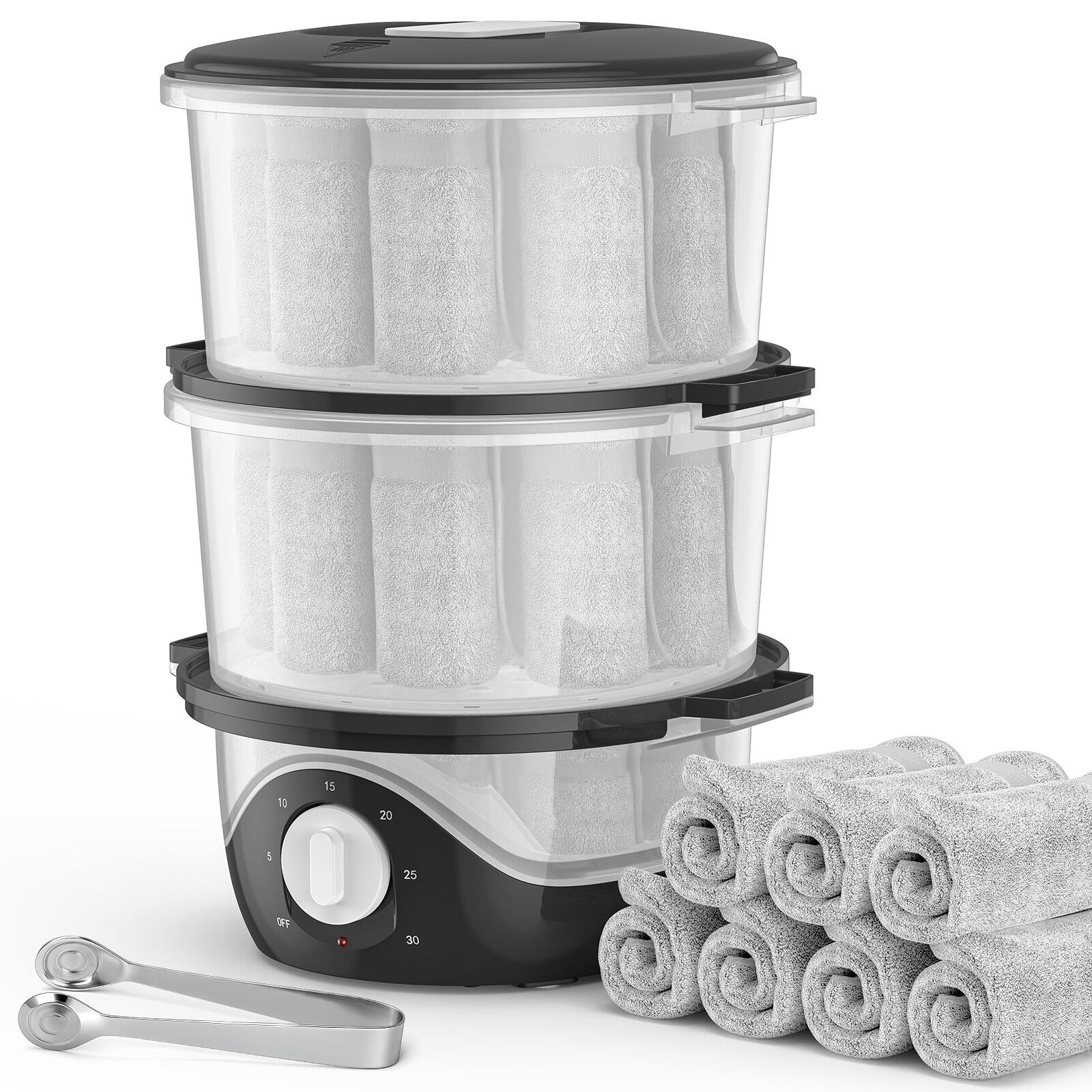 Front. Sugift - Large Capacity Hot Towel Warmer Towel Steamer - Grey.