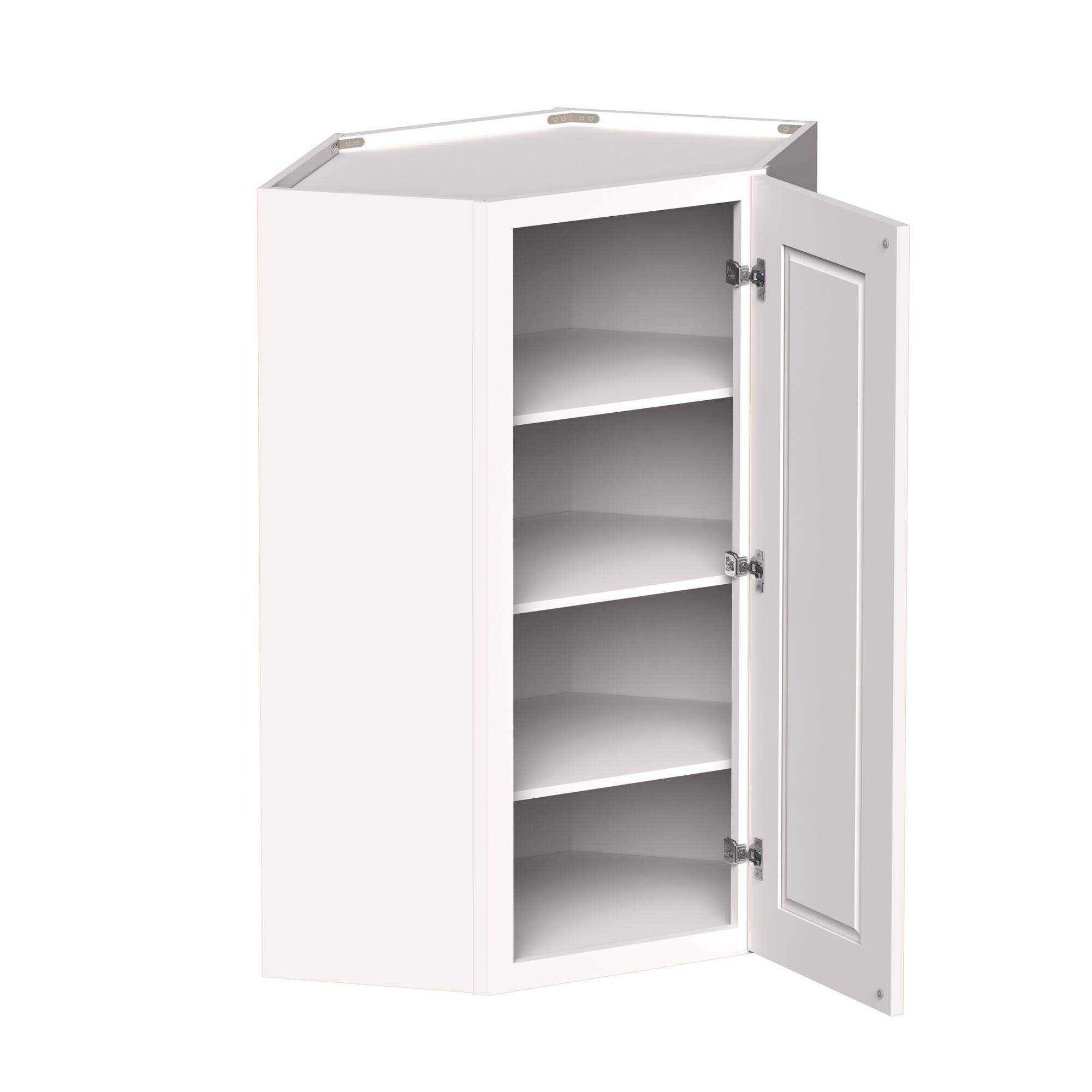 Angle. Boyel Living - 24-in W x 42-in H x 12-in D Shaker RTA Kitchen Diagonal Corner Wall Cabinet with Soft-Close - White Shaker.