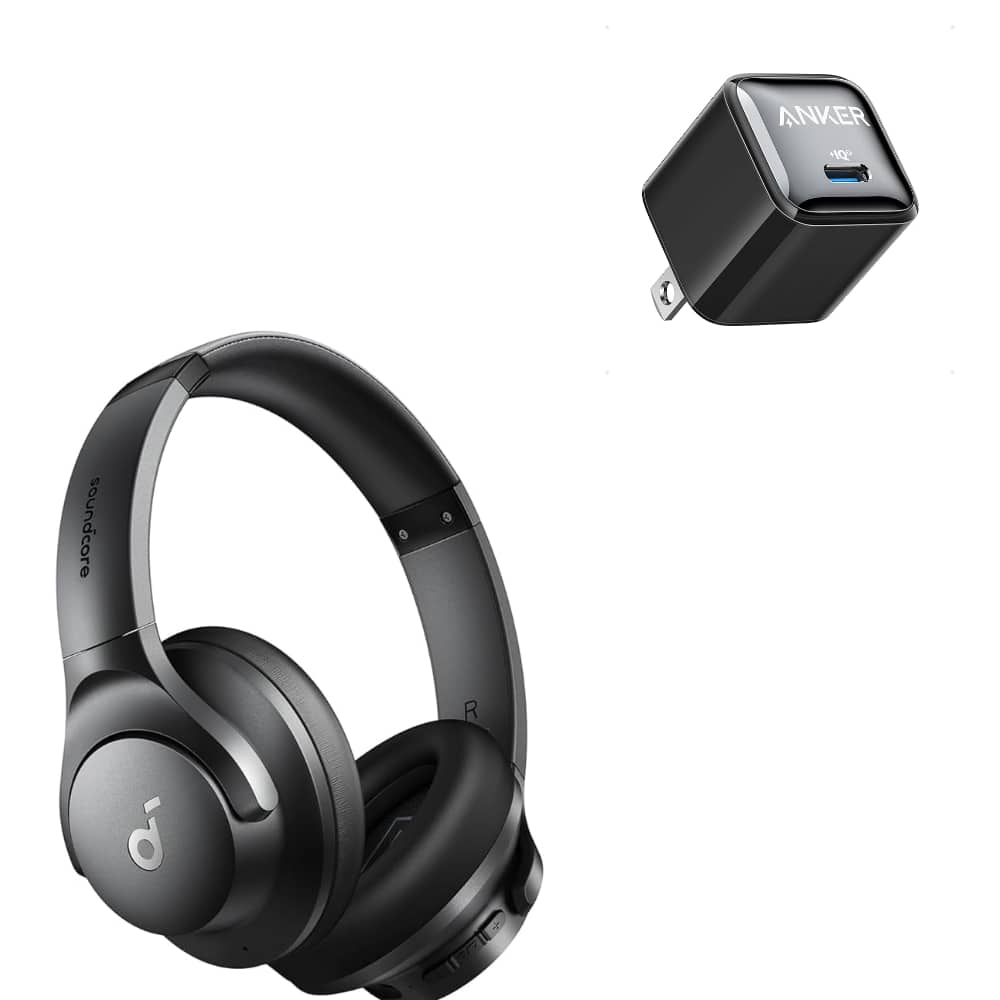 Soundcore - by Anker Q20i Hybrid Active Noise Cancelling Headphones with USB C Charger, Wireless Over-Ear Bluetooth, ANC Playtime