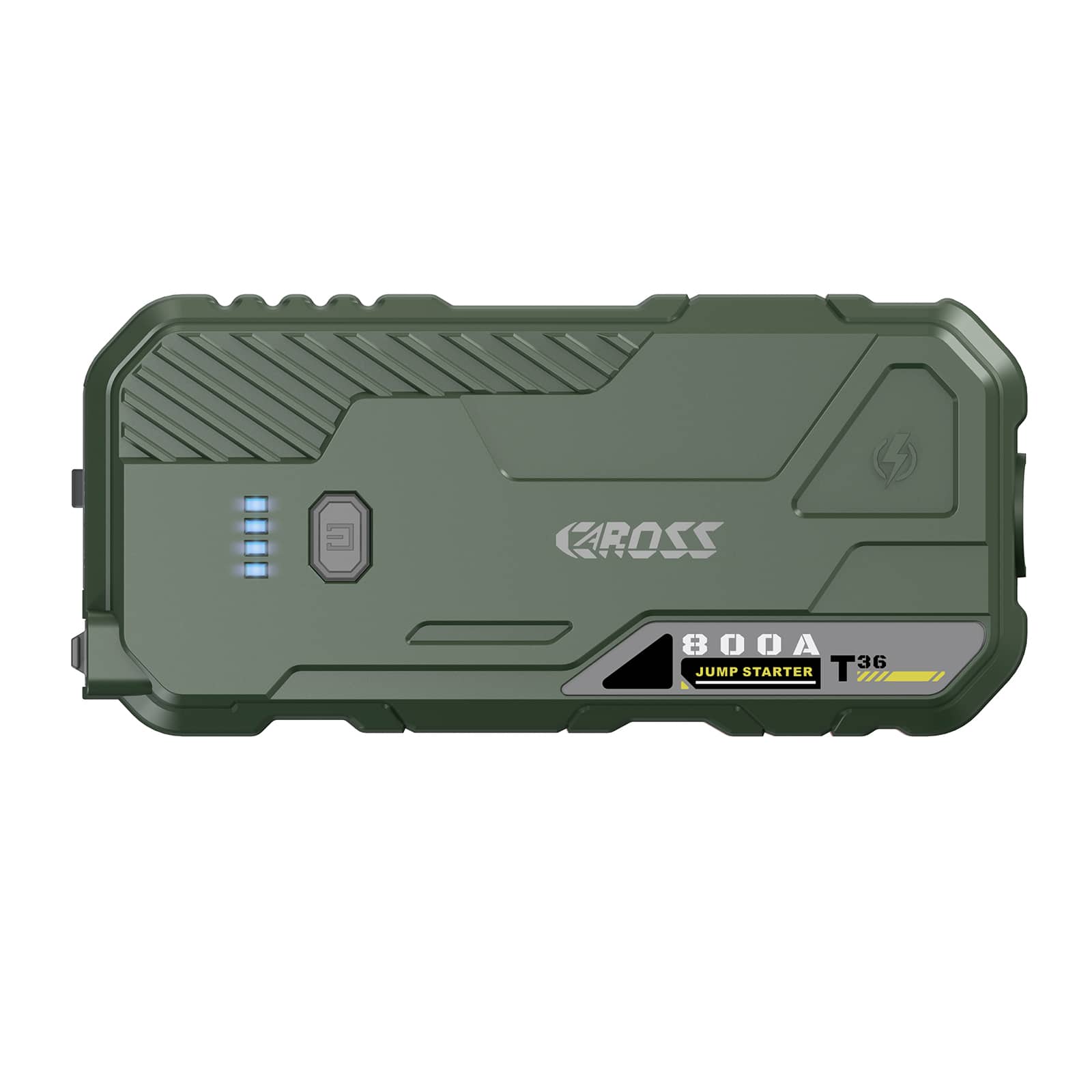 CAROSS - T36 Portable Car Jump Starter 800 Amp Peak, Smart Jumper Clamps, LED Light, QC Fast Charger