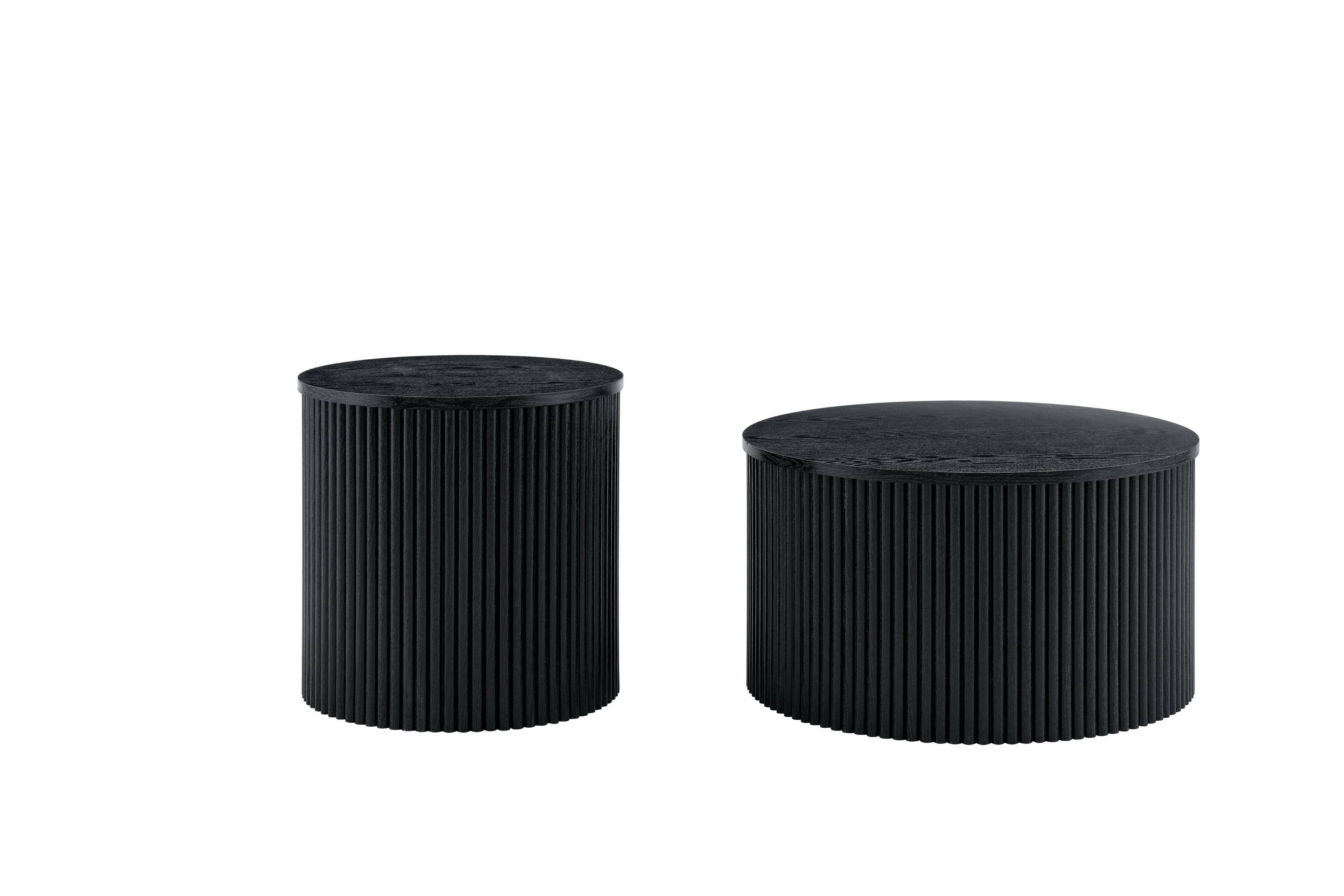 Alt View 9. Loheer - Loheer- 2.6ft Black Nesting Coffee Table Set Roman Column Round Storage Side Tables for Living Room - Black Woodgrain.