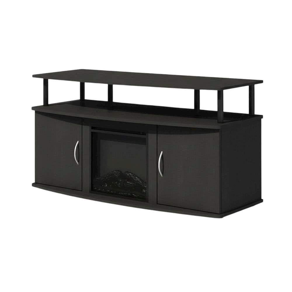 FurniFact - Electric Fireplace TV Stand with Spacious Storage for TVs up to 55 Inches - Brown