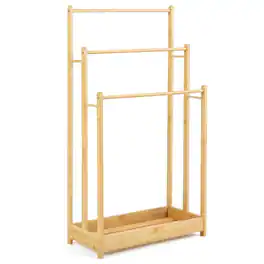 Boyel Living - 3 Tier Freestanding Bamboo Towel Rack with Storage Shelf - Natural