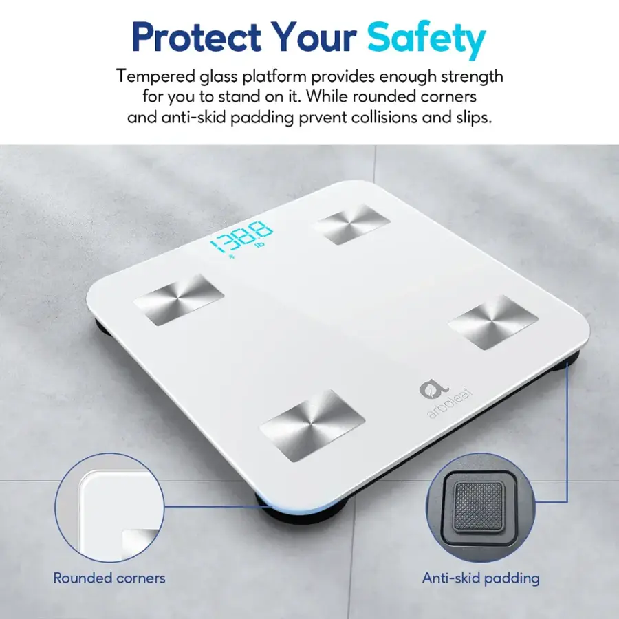 Protect Your Safety: Tempered glass platform provides enough strength for you to stand on it. While rounded corners and anti-skid padding prevent collisions and slips.