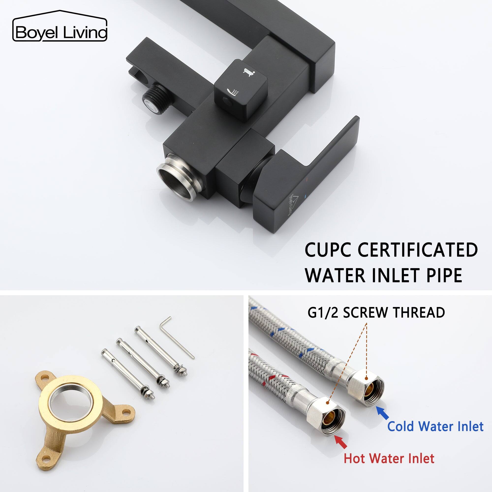 Boyel Living - CUPC CERTIFICATED WATER INLET PIPE - G1/2 SCREW THREAD - Cold Water Inlet - Hot Water Inlet