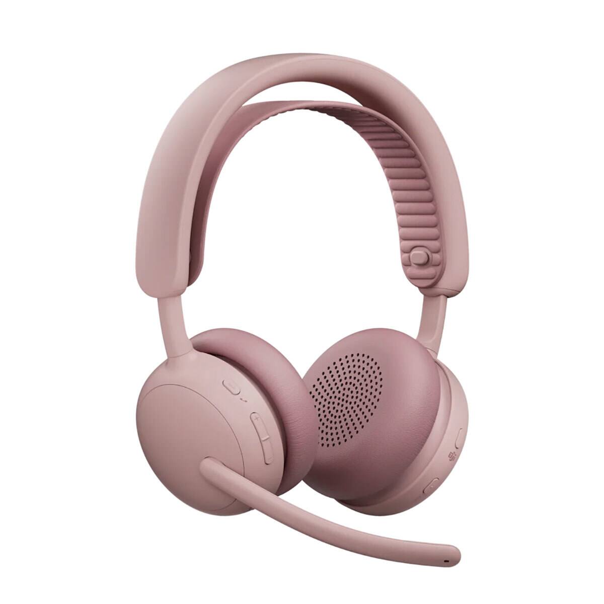 Alt View 1. Logitech - Logitech Zone Wireless 2 ES Active Noise Cancelling Closed-Back On-Ear Stereo Headset with USB-C Receiver for Business, - Rose.