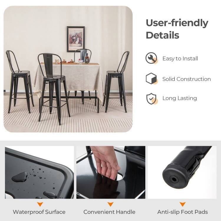 User-friendly Details  
- Easy to Install  
- Solid Construction  
- Long Lasting  

Waterproof Surface  
Convenient Handle  
Anti-slip Foot Pads