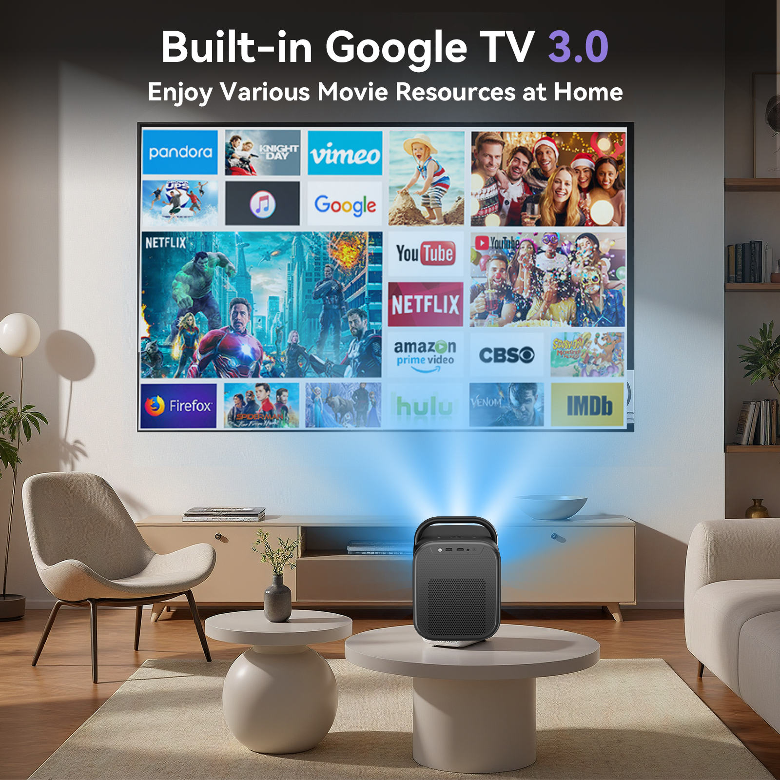 ETOE Seal Pro 4K 1080P Smart Projector, Google TV & Netflix
