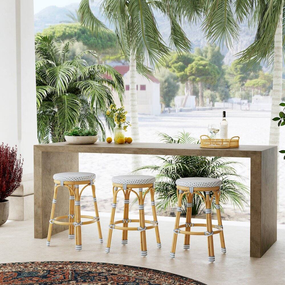 Alt View 1. Butler Specialty - Tobias 24 in. Seat Height Outdoor Rattan and Metal Backless Counter Stool - Blue.