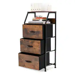 Ecooso - Freestanding Dresser Storage Cabinet Organizer with Wooden Top and Open Shelves - Brown