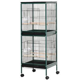 Pawhut - Bird Cage with 1.7 ft. Width for Wingspan, Bird Aviary Indoor with Multi-Door Design, Fit for a Canary, Finch, Conure