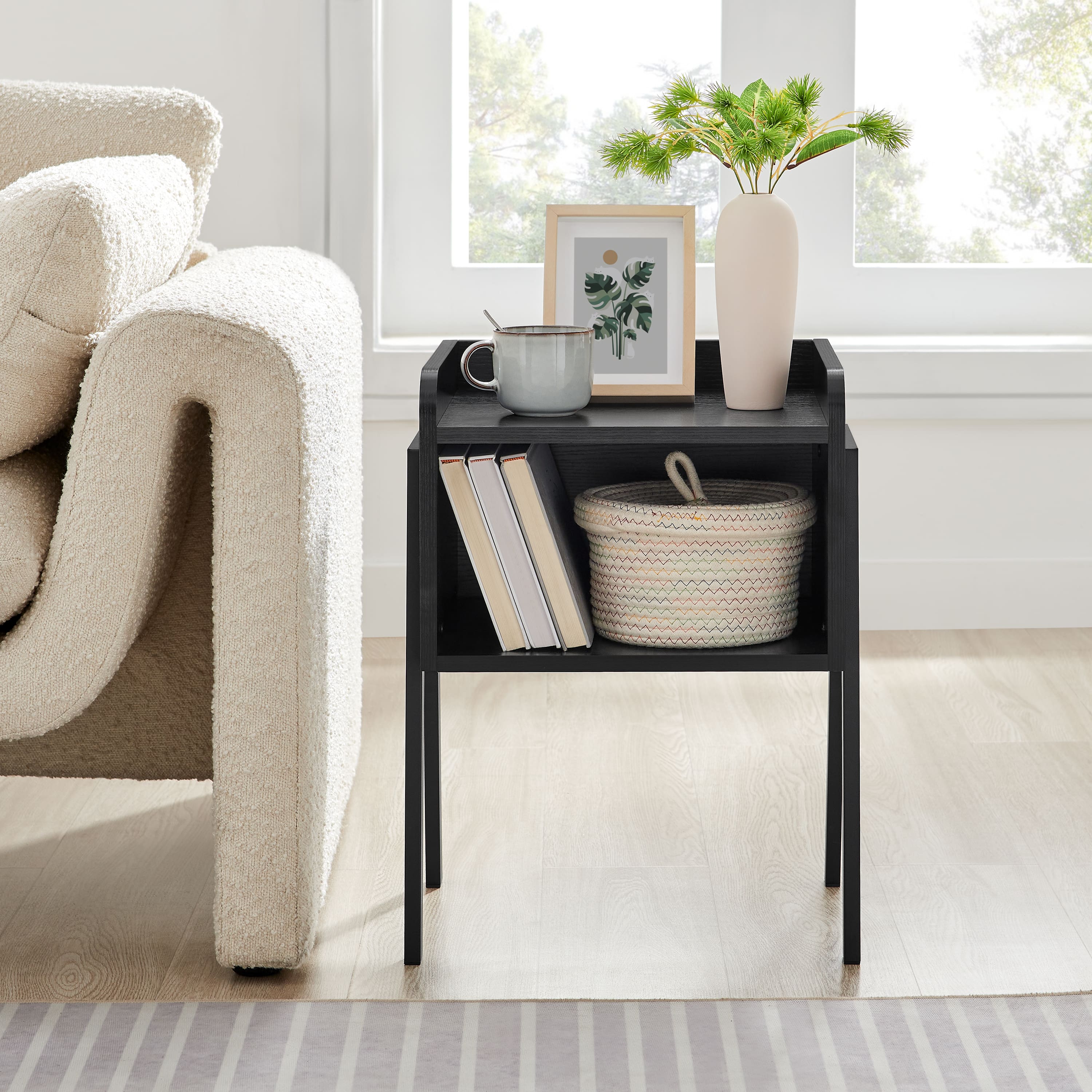 Danya B - Kazuyo Mid-Century Modern Metal Two-Tier End Side Table - Black
