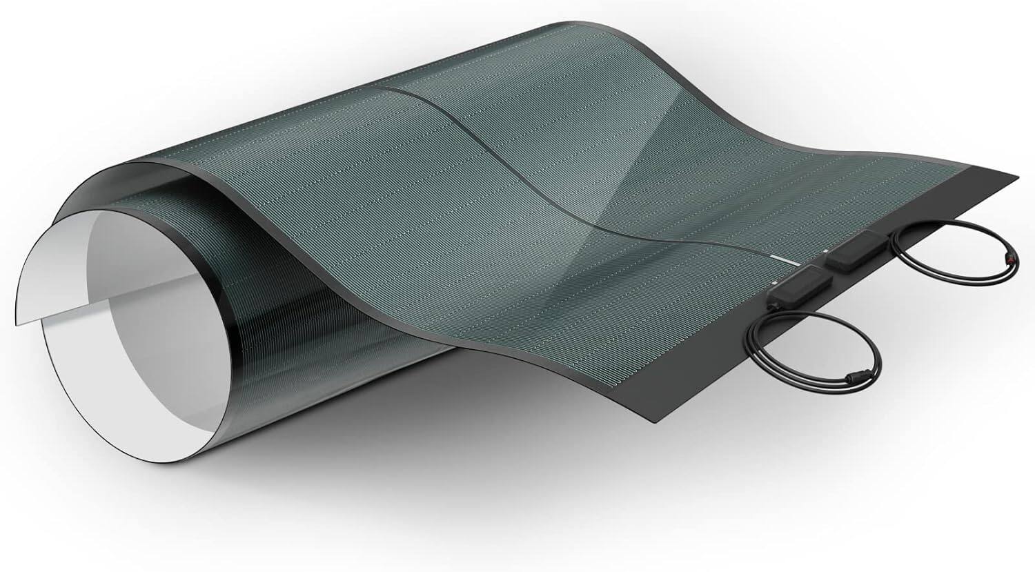 Alt View 4. BougeRV - 200W CIGS Thin-Film Flexible Solar Panel with Tape Easy Installation for RV Boat Van Car Uneven Surfaces - Black.