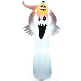 Boyel Living - 6ft Tall Halloween Decoration Spooky LED Ghost with Pumpkin - White