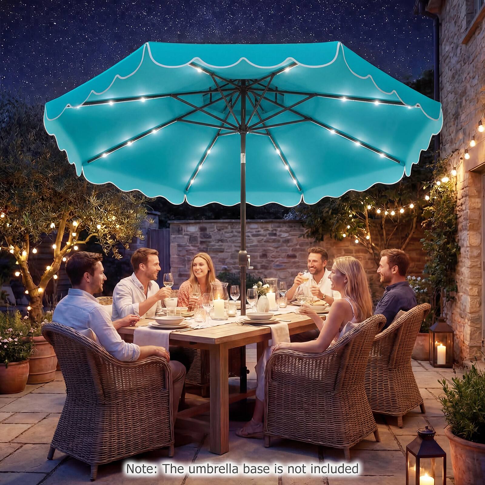 Note: The umbrella base is not included