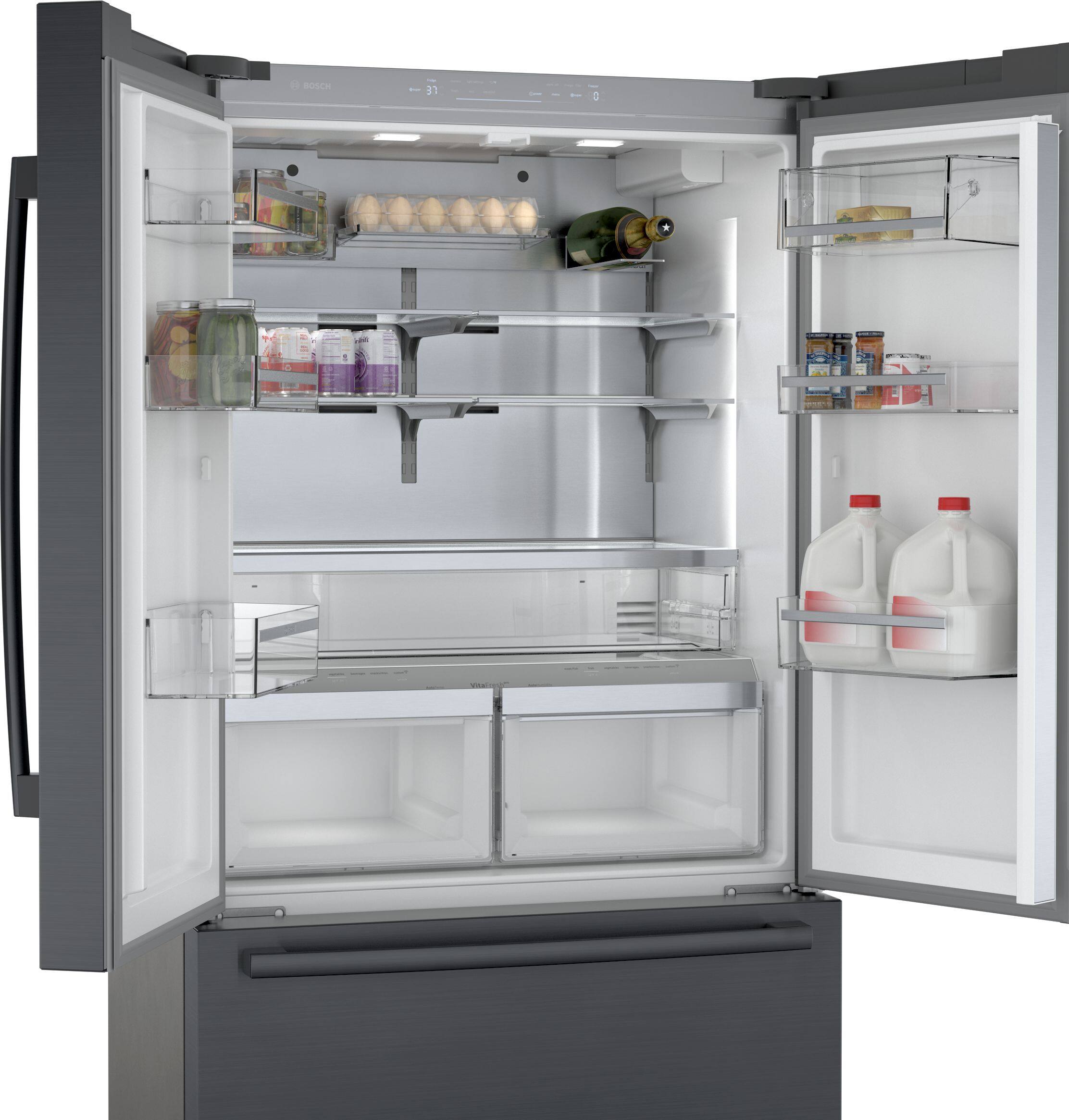 Alt View 14. Bosch - 800 Series 36 in. Wide 21 Cu. Ft. French Door Counter-Depth Smart Refrigerator - Black Stainless Steel.