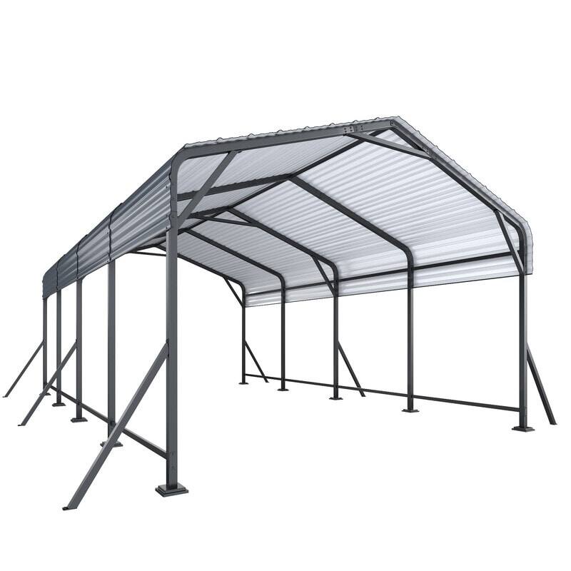 Alt View 10. U-HOMY - Heavy Duty Metal Carport with Support Poles – UV/Waterproof Outdoor Shelter - 12'x20'.