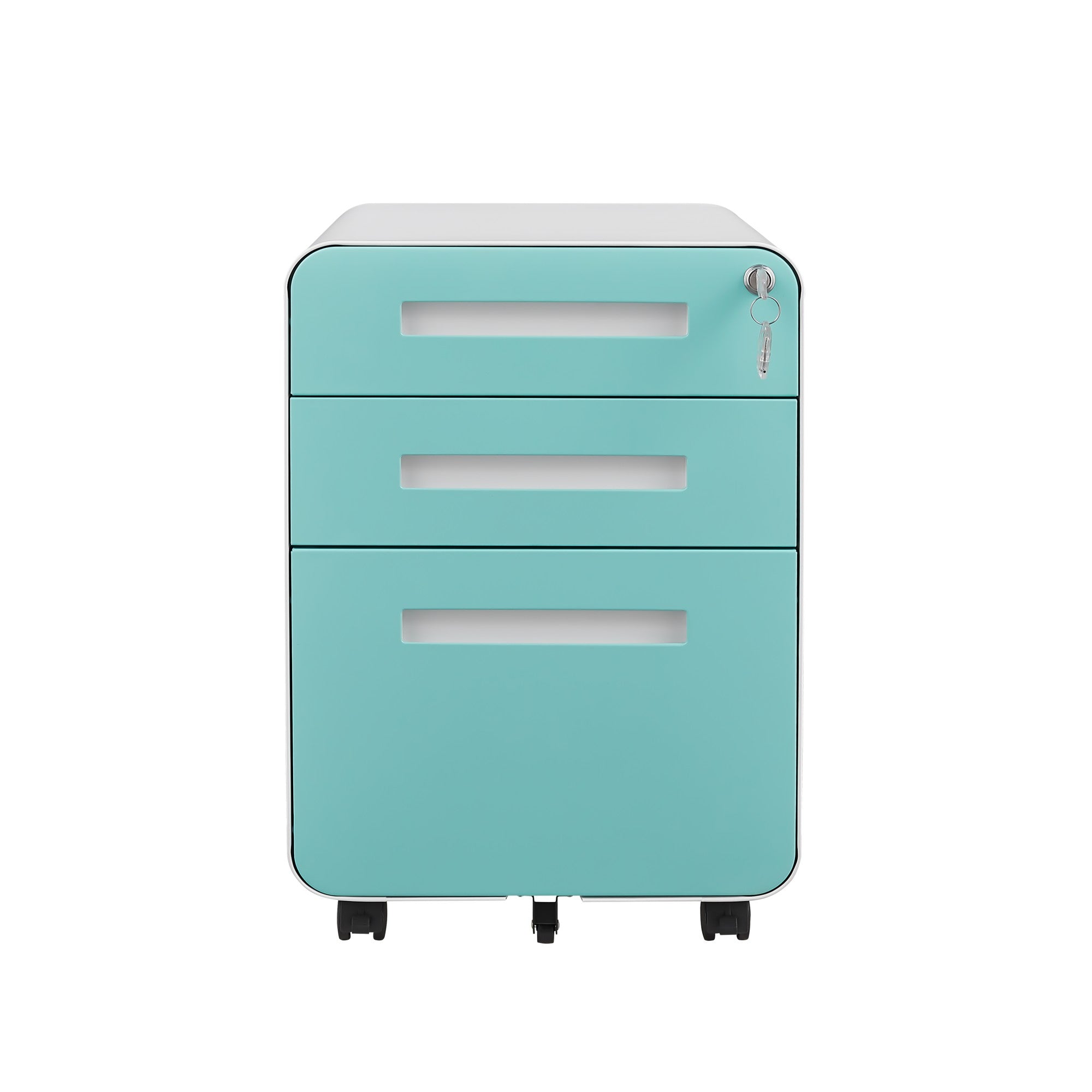 Front. Boyel Living - 3 Drawer Mobile File Cabinet Under Desk Office Versatile Storage Cabinet - Green white.