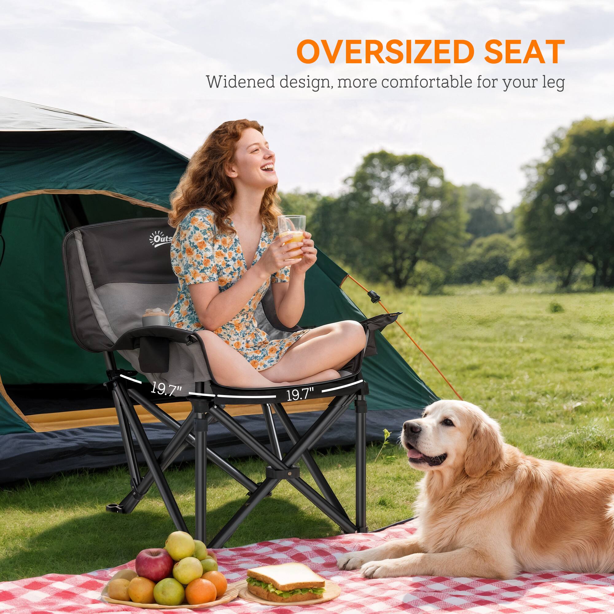 OVERSIZED SEAT  
Widened design, more comfortable for your leg  
19.7" 19.7"