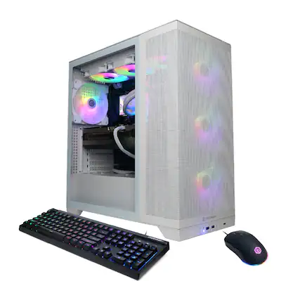 Front. CyberPowerPC - Gaming Desktop - AMD Ryzen 9 9900X - NVIDIA GeForce RTX 5080 16GB - 32GB DDR5 RGB - 2TB PCIe 4.0 SSD - White.