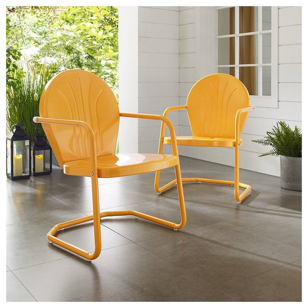 Angle. Crosley Furniture - Griffith Retro Outdoor Chair - Tangerine Gloss.