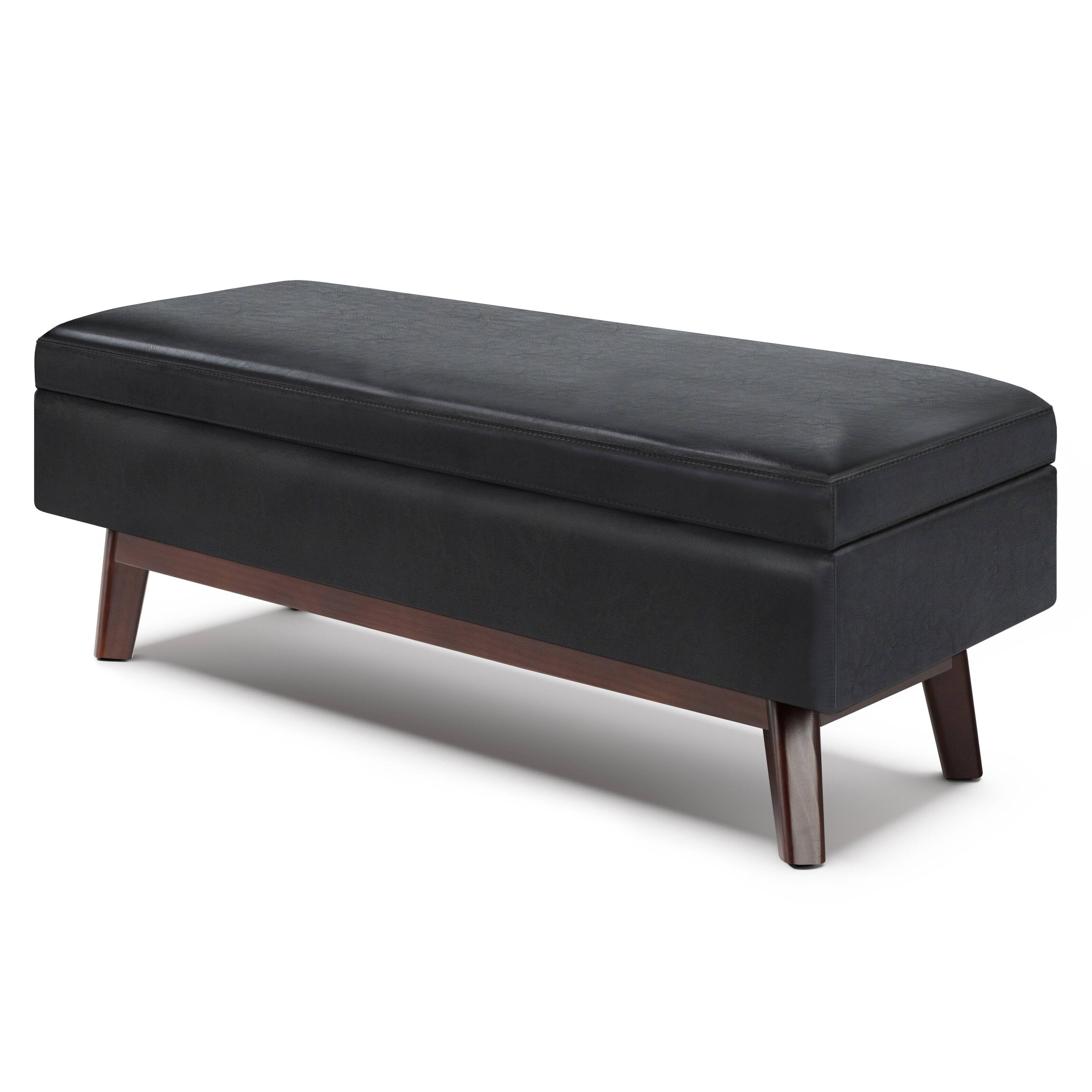 Angle. Simpli Home - Owen Rectangular Storage Ottoman - Midnight Black.