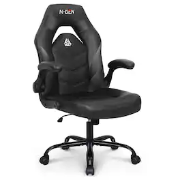 Neo Chair - Gaming Chair Ergonomic Computer Desk Office Executive Chair with Lumbar Support Swivel Wheels Flip-Up Arms PU Leather - Black