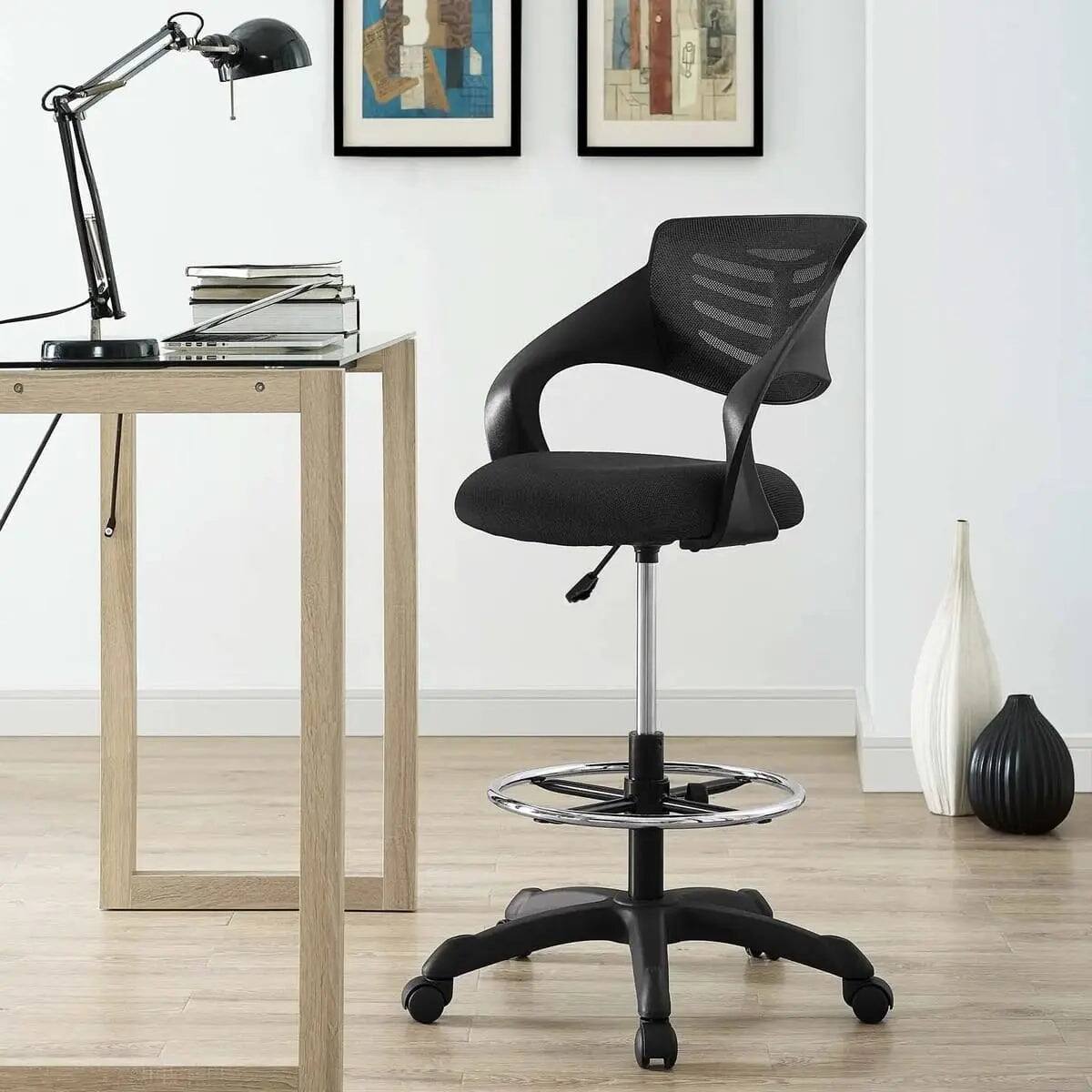 Alt View 3. Modway - Thrive Ergonomic Drafting Chair for Standing Desks - Orange.