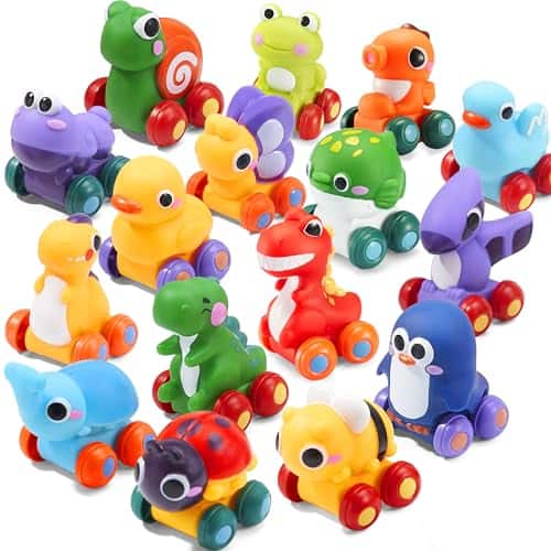DORLUKFU - Animal Cartoon Cars, Soft Rubber Toy Car Set, Mini Vehicles, Bath Toy Car for Toddlers, Gift for Boys and Girls
