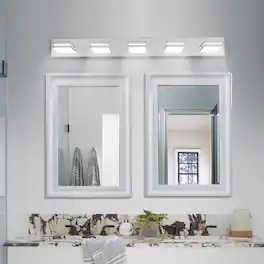 LUCKY ONE - 5-Light LED Vanity Light, Wall Mount Sconce for Bathroom Mirror, Sleek Minimalist Design - Chrome