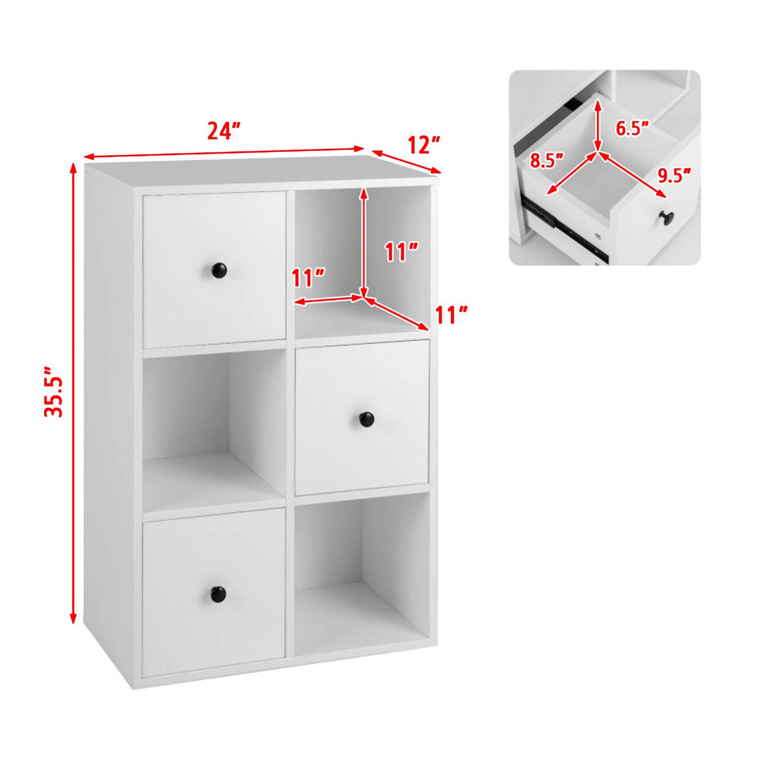 24" 12" 8.5" 6.5" 9.5" 11" 11" 11" 35.5"