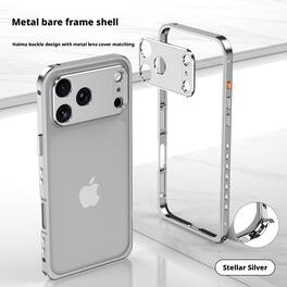 Dteck - Aluminum Bumper Case for Apple iPhone 17 Pro Max with Independent Camera Protector, Slim Shockproof Metal Phone Cover - Silver