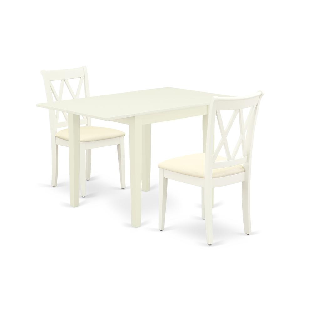 Left. East West Furniture - Dining Room Set Linen White - Brown.