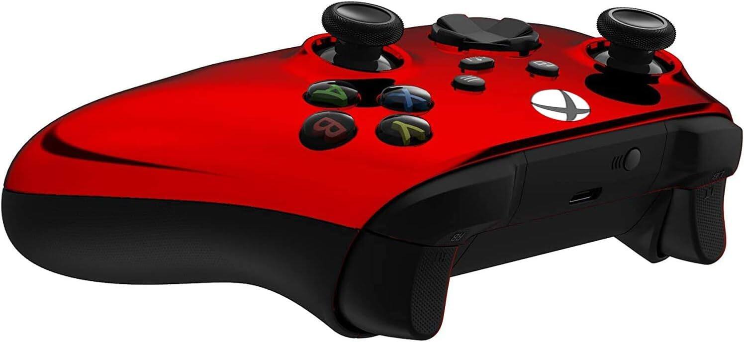 Back. Custom Controllerzz - Custom Wireless Controller for Xbox Series X|S, Xbox One, & PC - Red Chrome.