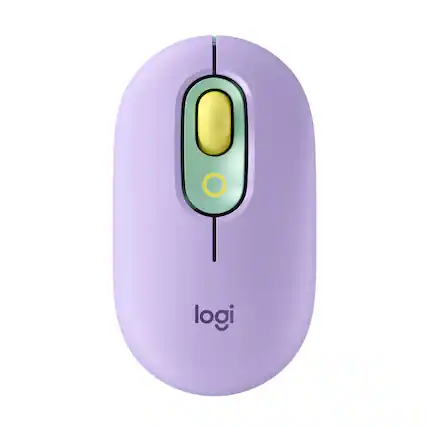 Front. Logitech - POP Mouse WirelessBluetooth Optical Ambidextrous Mouse with Customizable Emojis - Daydream Purple (Mint).
