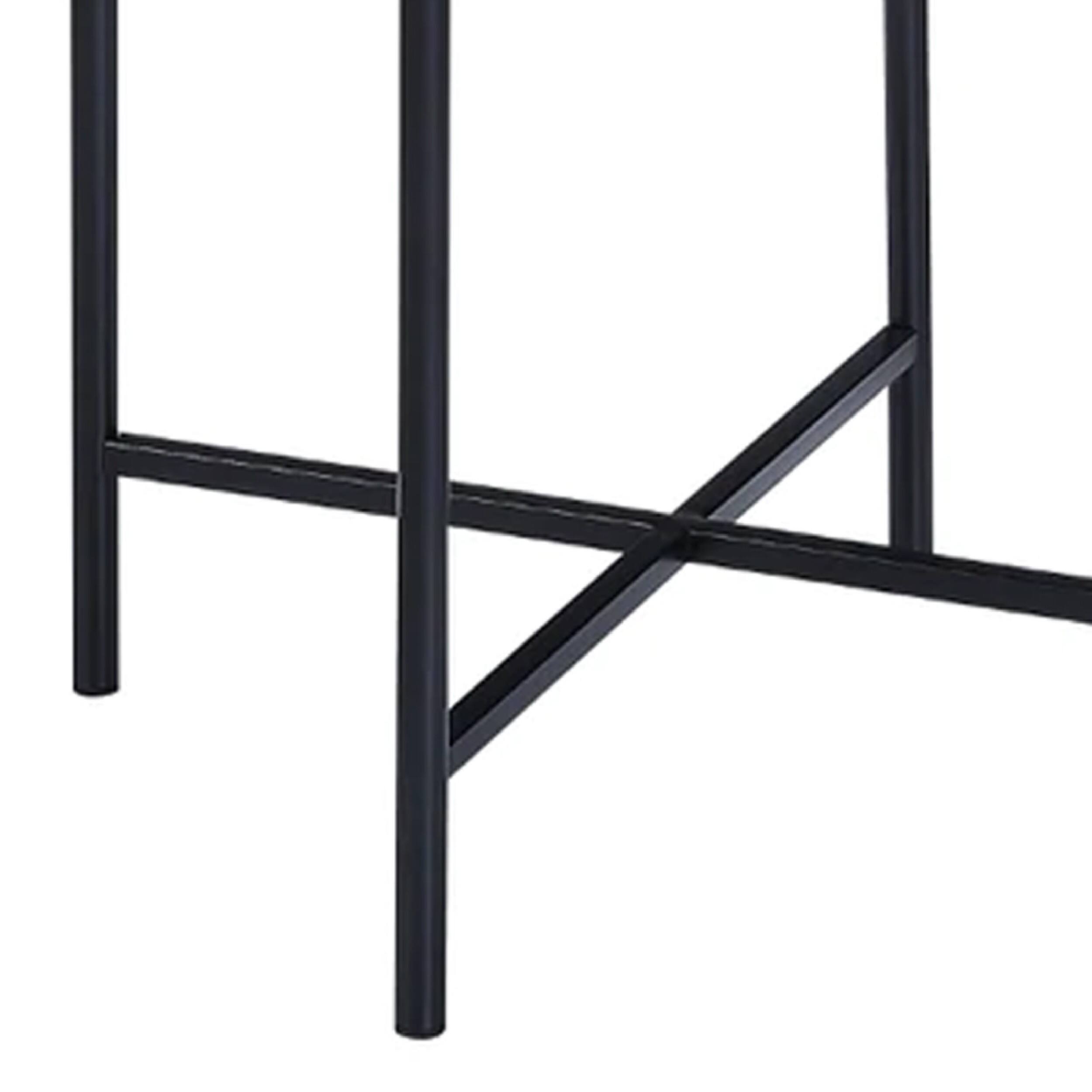 Alt View 3. Manhattan Lane - Bert 24 Inch Round End Table, Rattan Apron Accent, Metal Legs - Black.