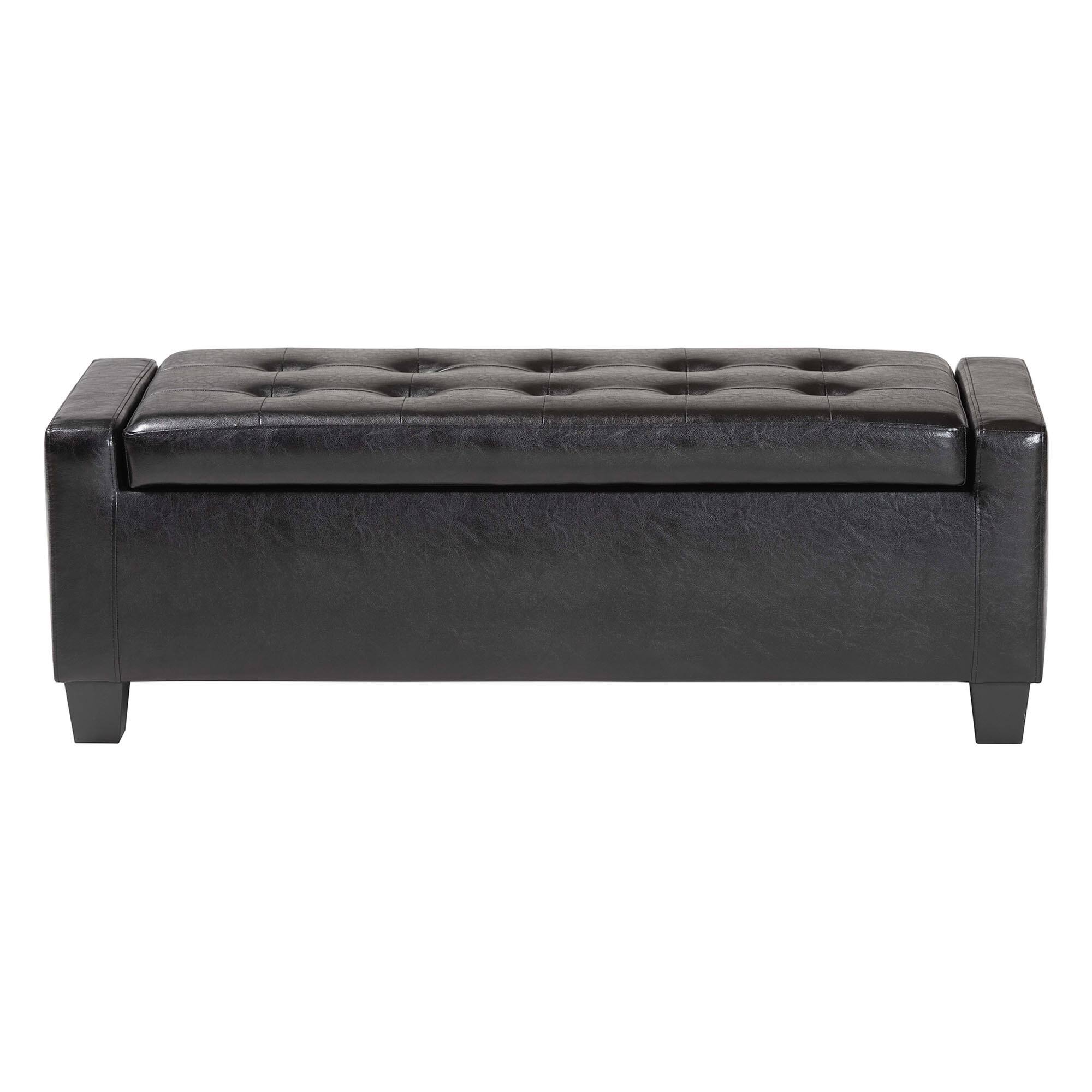 Left. Baxton Studio - Manchester Ottoman - Black.