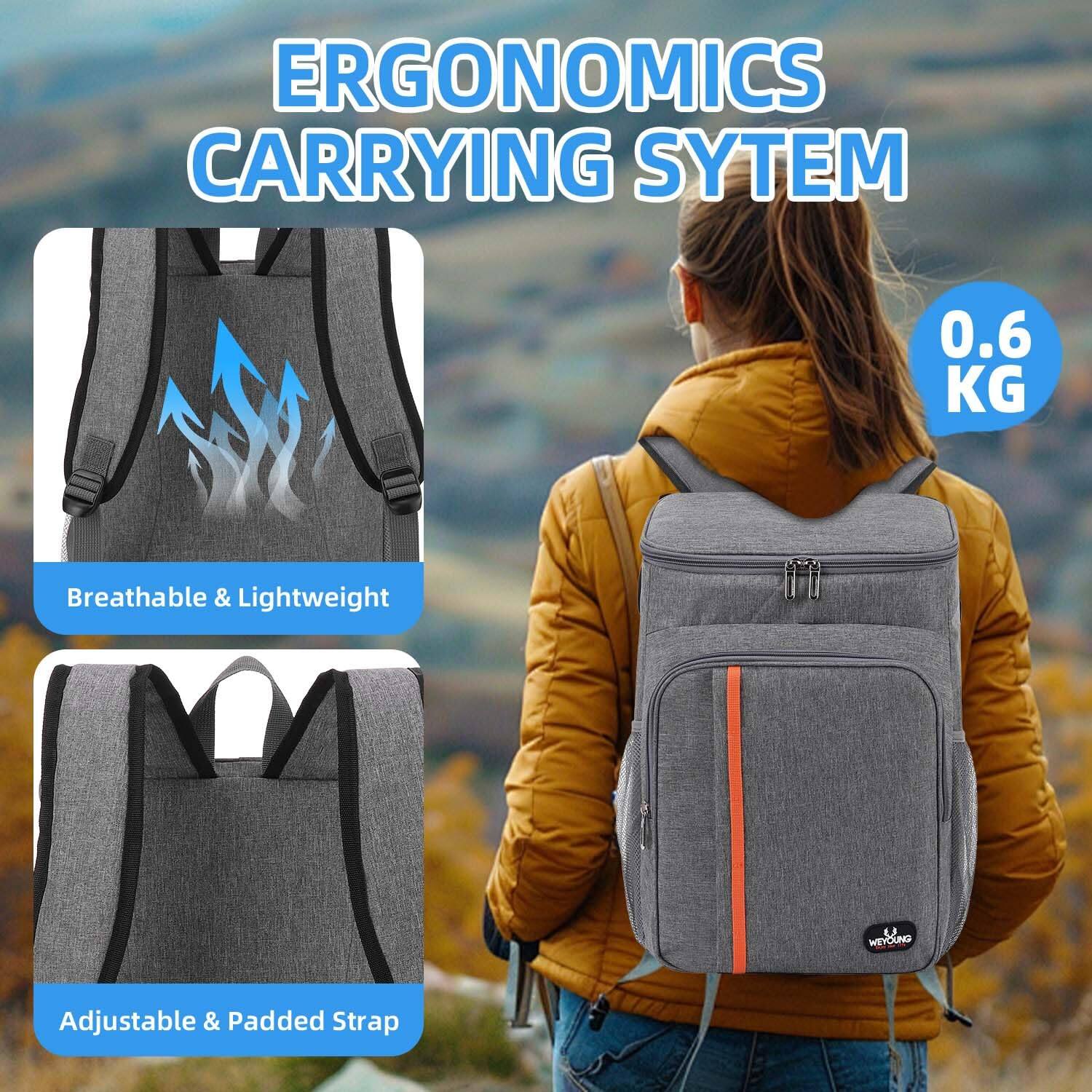 Alt View 1. Live At Space - Camping Cooler Backpack 25 Cans  Leak Proof Insulated Thermal Bag Beach Travel Picnic Lunch For Men Women - 1-grey.