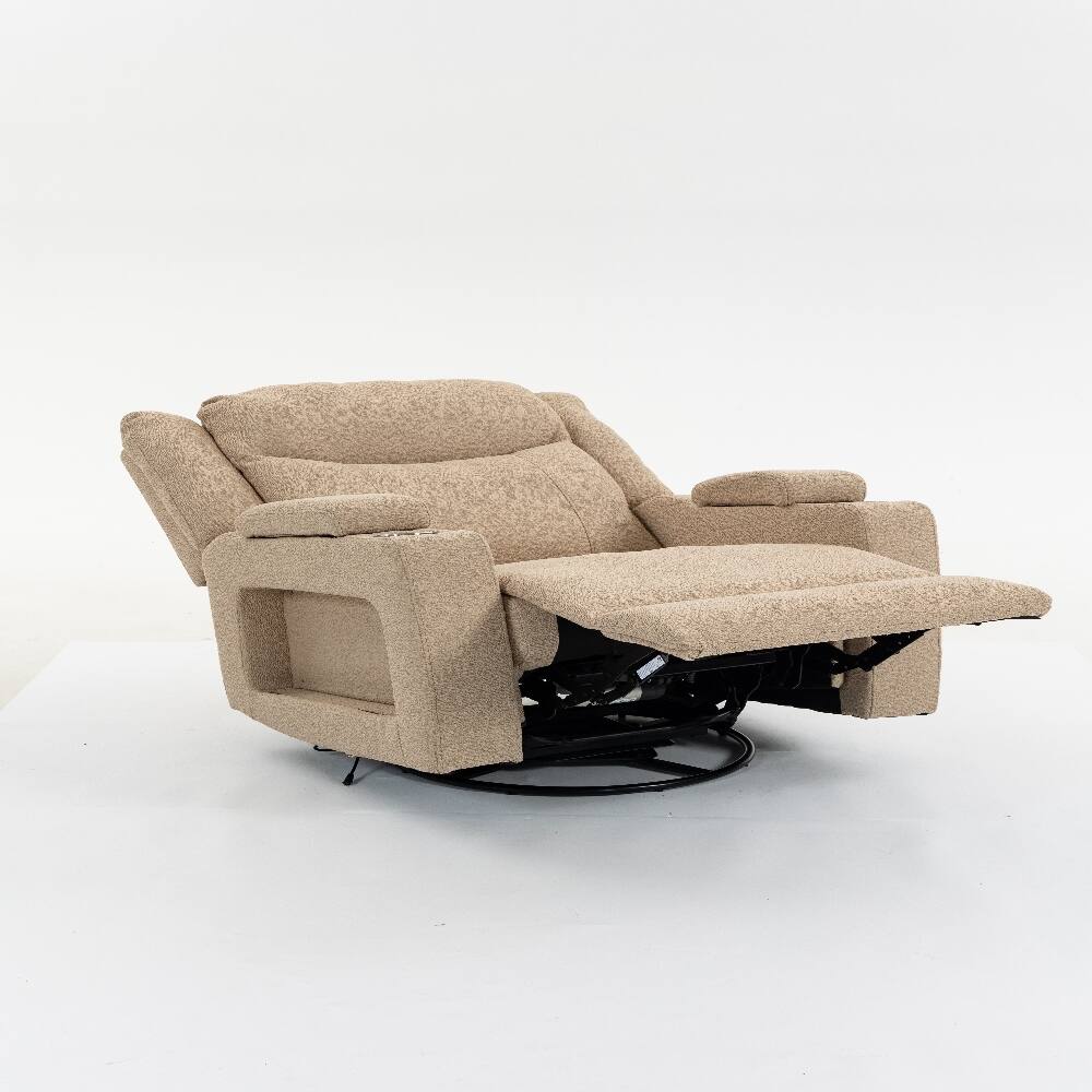 Alt View 8. Ropilly - Ropilly Extra Wide Power Recliner Velvet Massage Chair with Swivel and Heat - Camel.