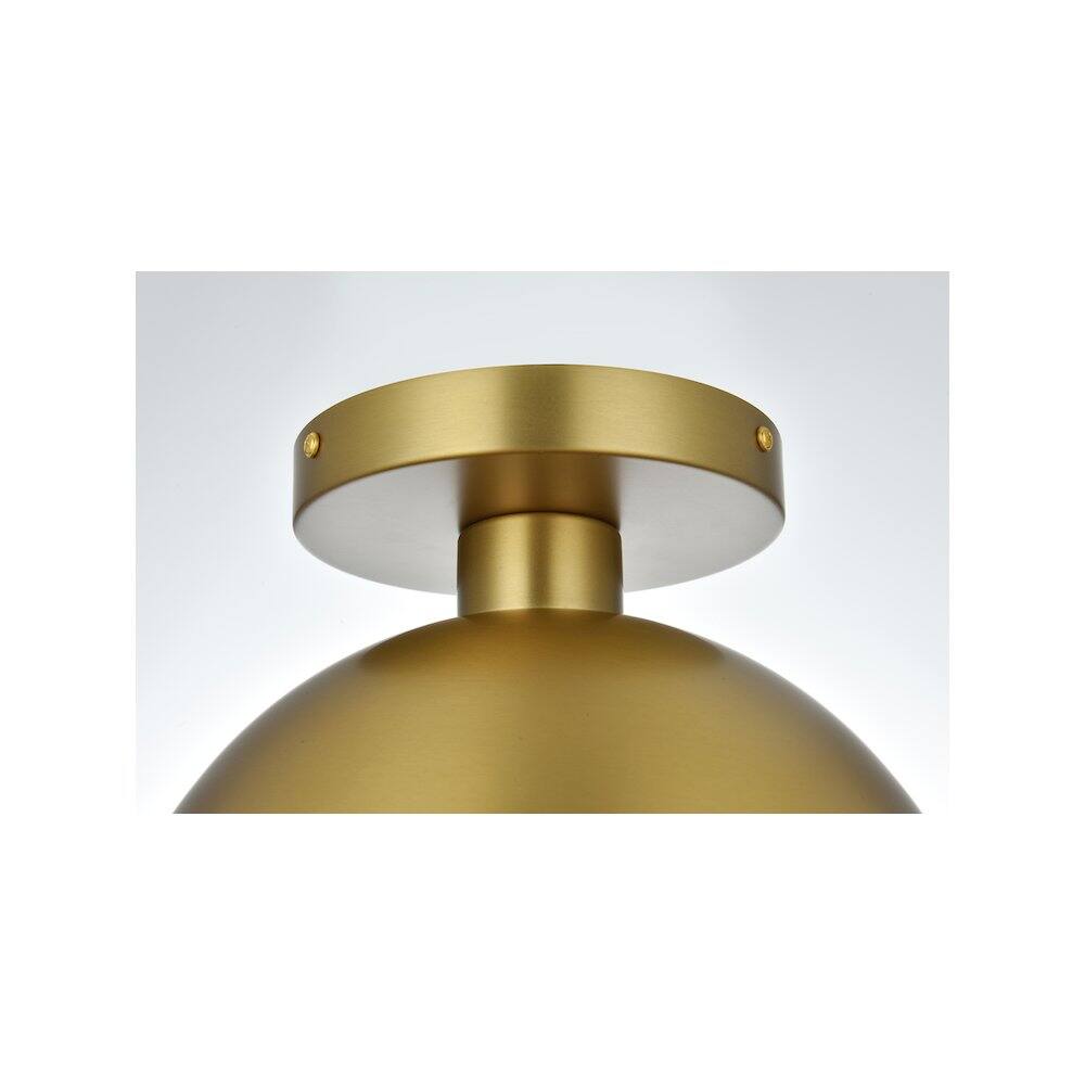 Alt View 4. Living District - Eclipse 10 Inch Flush Mount Ceiling Light Clear Shade in Chrome - Satin Gold And Clear.