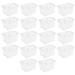 Sterilite - 48 Qt Hinged Lid Storage Box Plastic Stackable Bin with Lid, 18 Pack